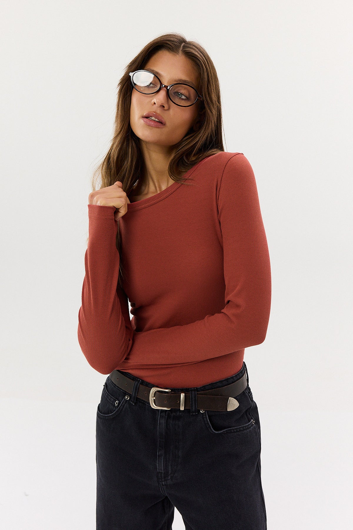 Longsleeve Bamboo burnt apricot