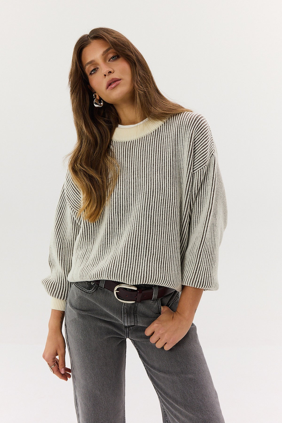 Sweter Kelly cream-mocca