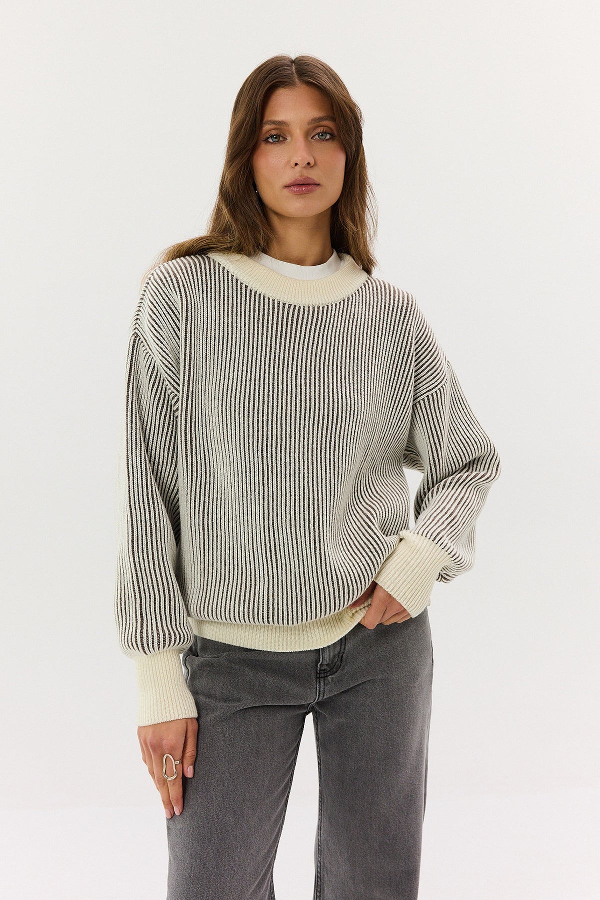 Sweter Kelly cream-mocca