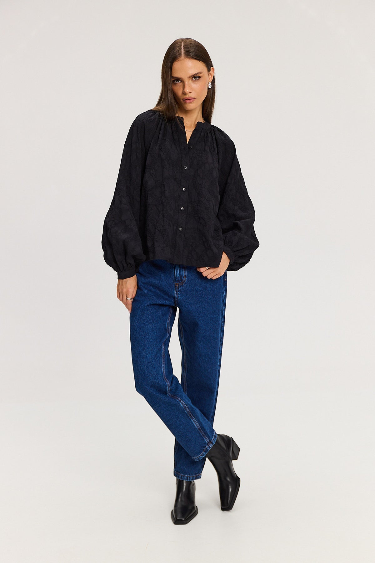 Koszula Louie jacquard black