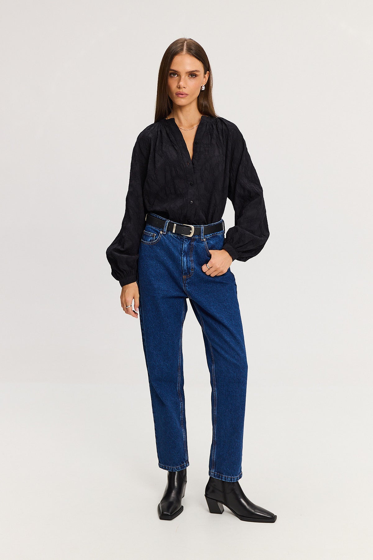 Koszula Louie jacquard black