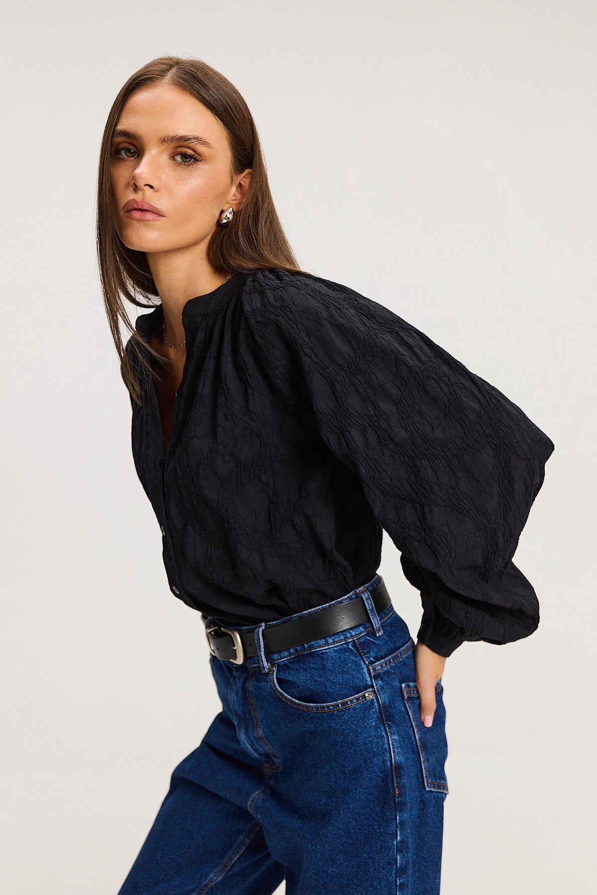 Koszula Louie jacquard black