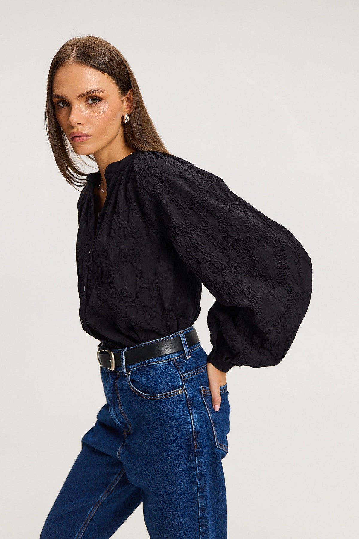 Koszula Louie jacquard black