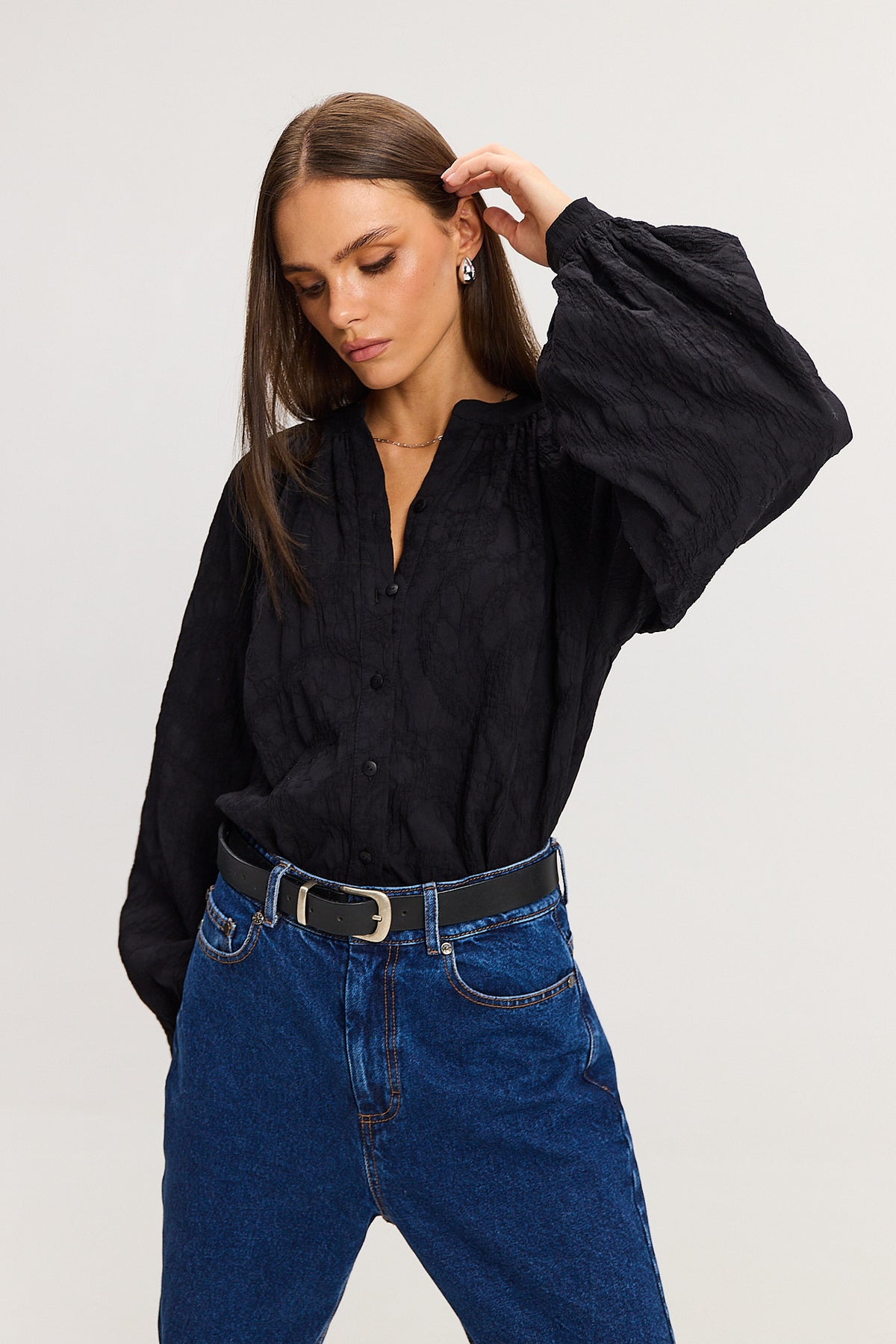 Koszula Louie jacquard black