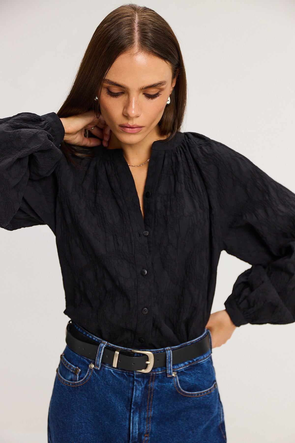 Koszula Louie jacquard black