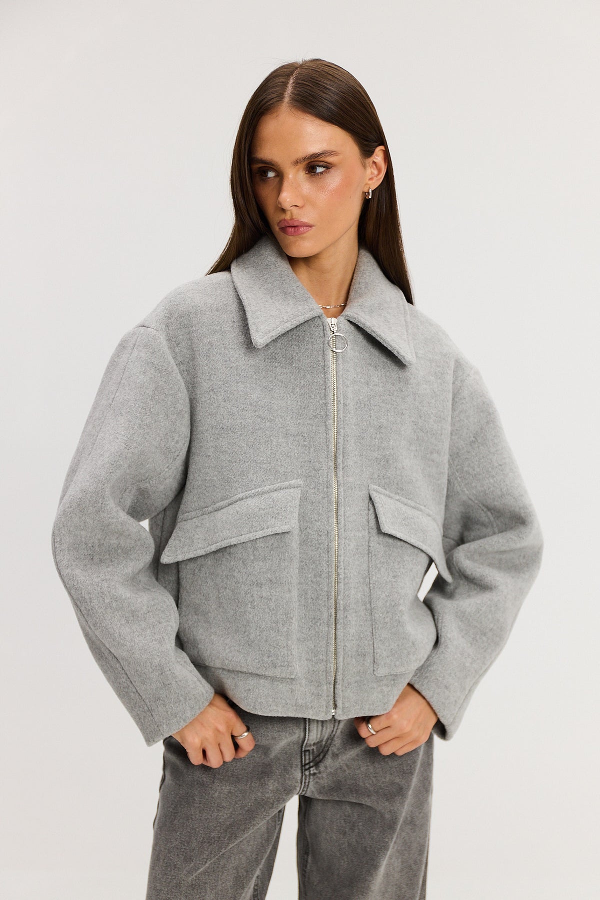 Kurtka Ethan wool light grey
