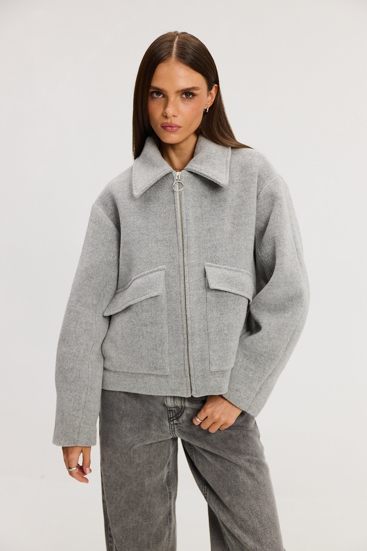 Kurtka Ethan wool light grey
