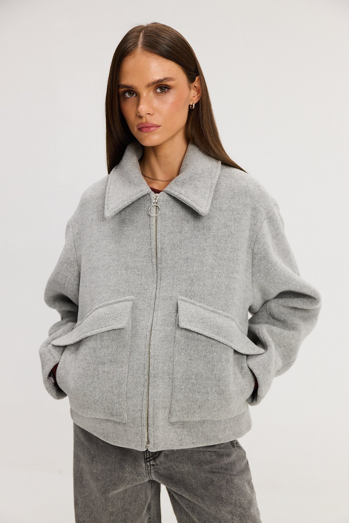 Kurtka Ethan wool light grey