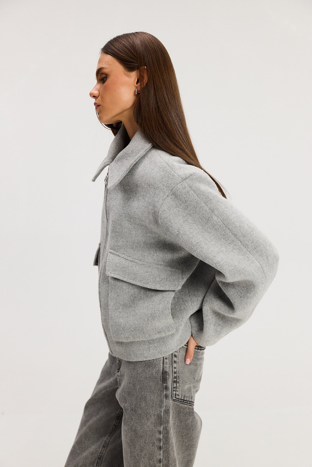 Kurtka Ethan wool light grey