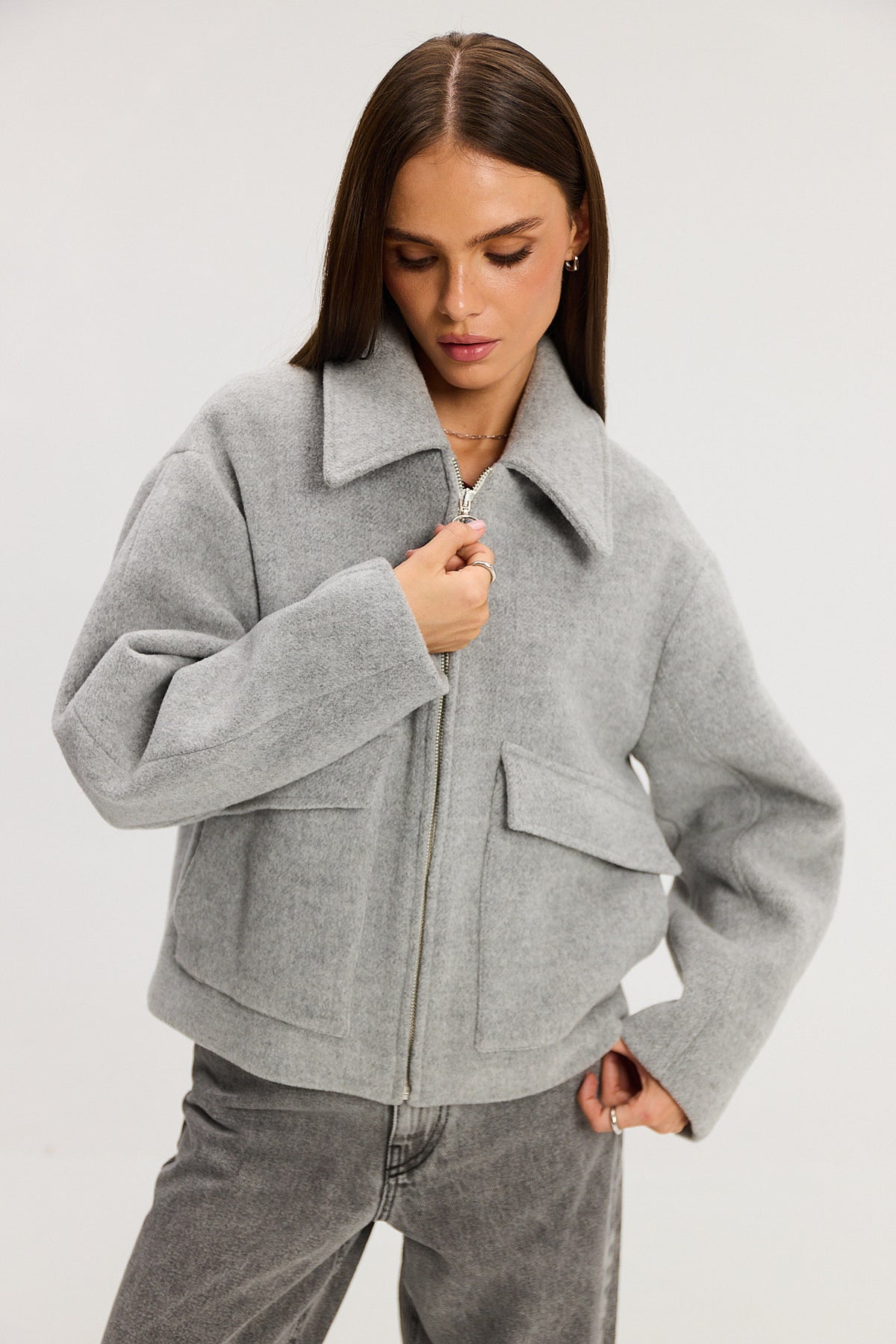 Kurtka Ethan wool light grey
