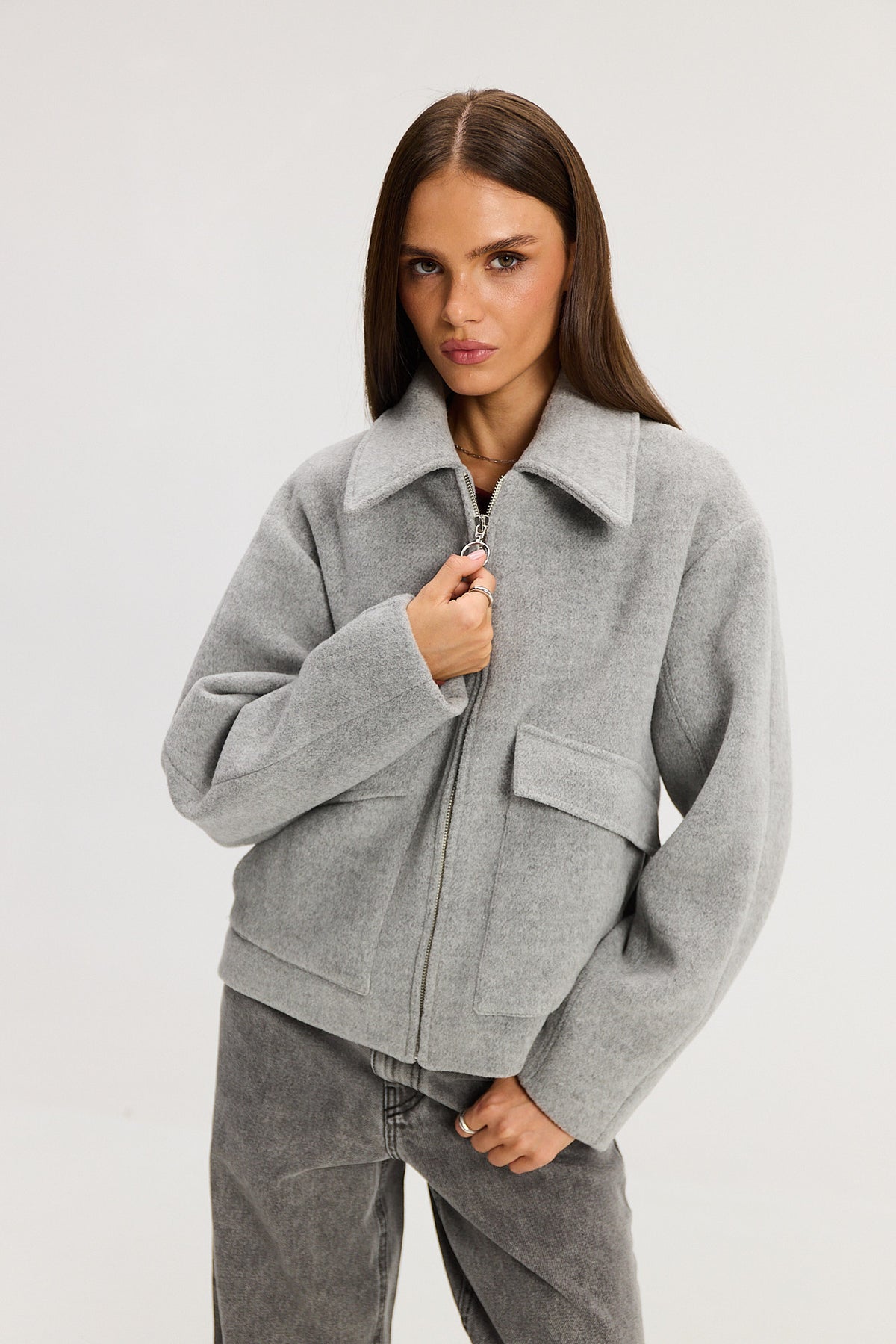 Kurtka Ethan wool light grey