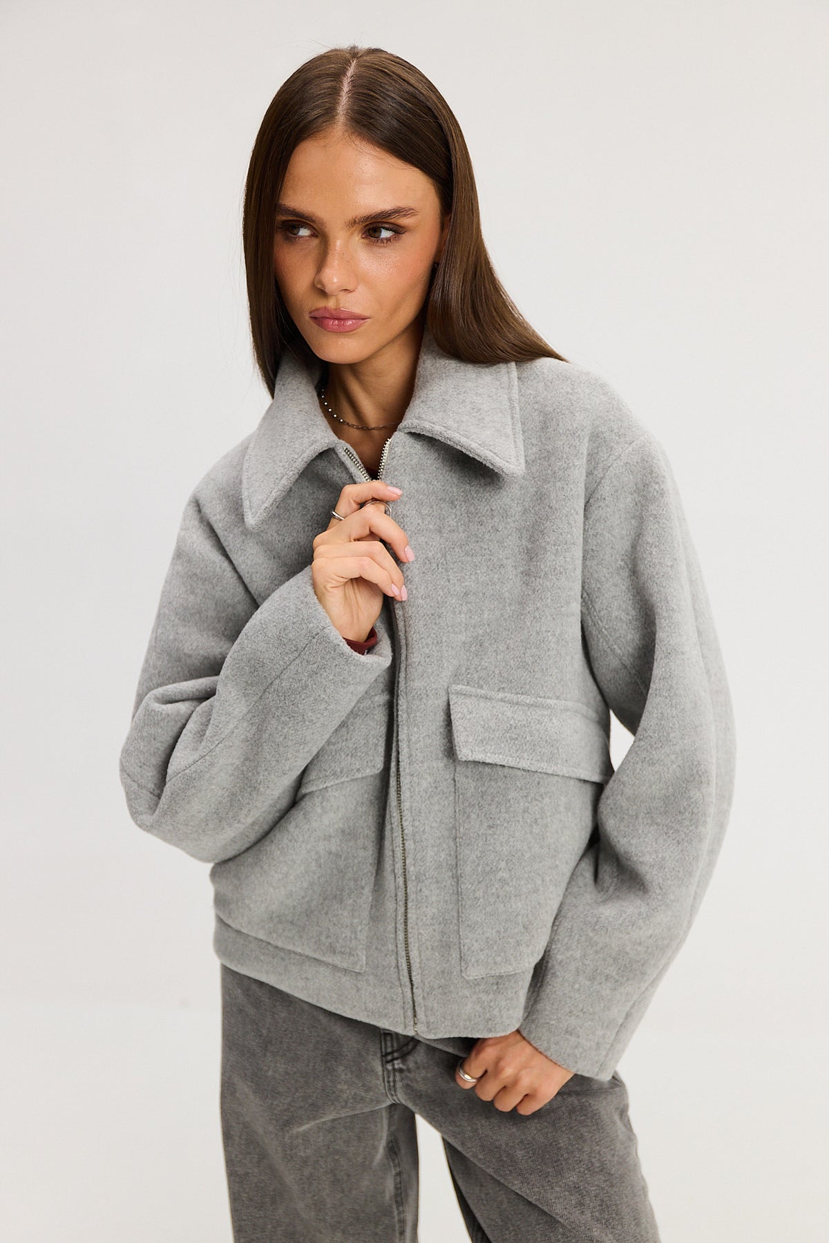 Kurtka Ethan wool light grey