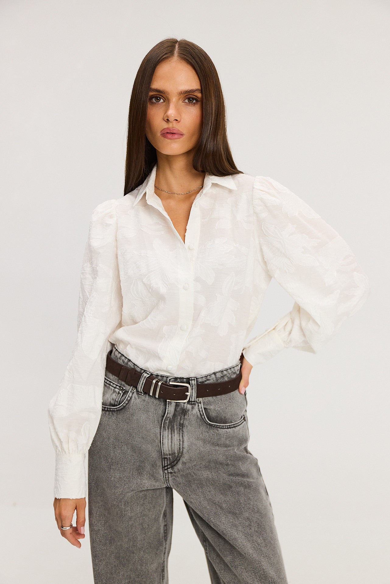 Koszula Gina jacquard white