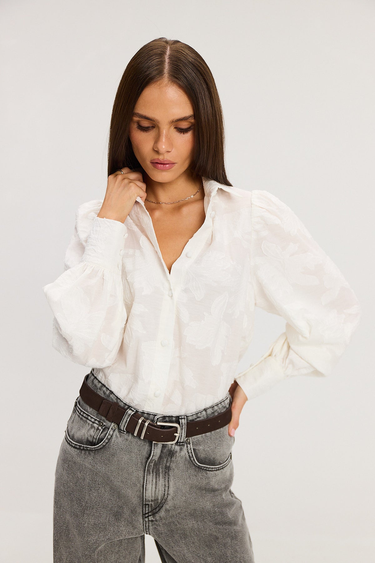 Koszula Gina jacquard white