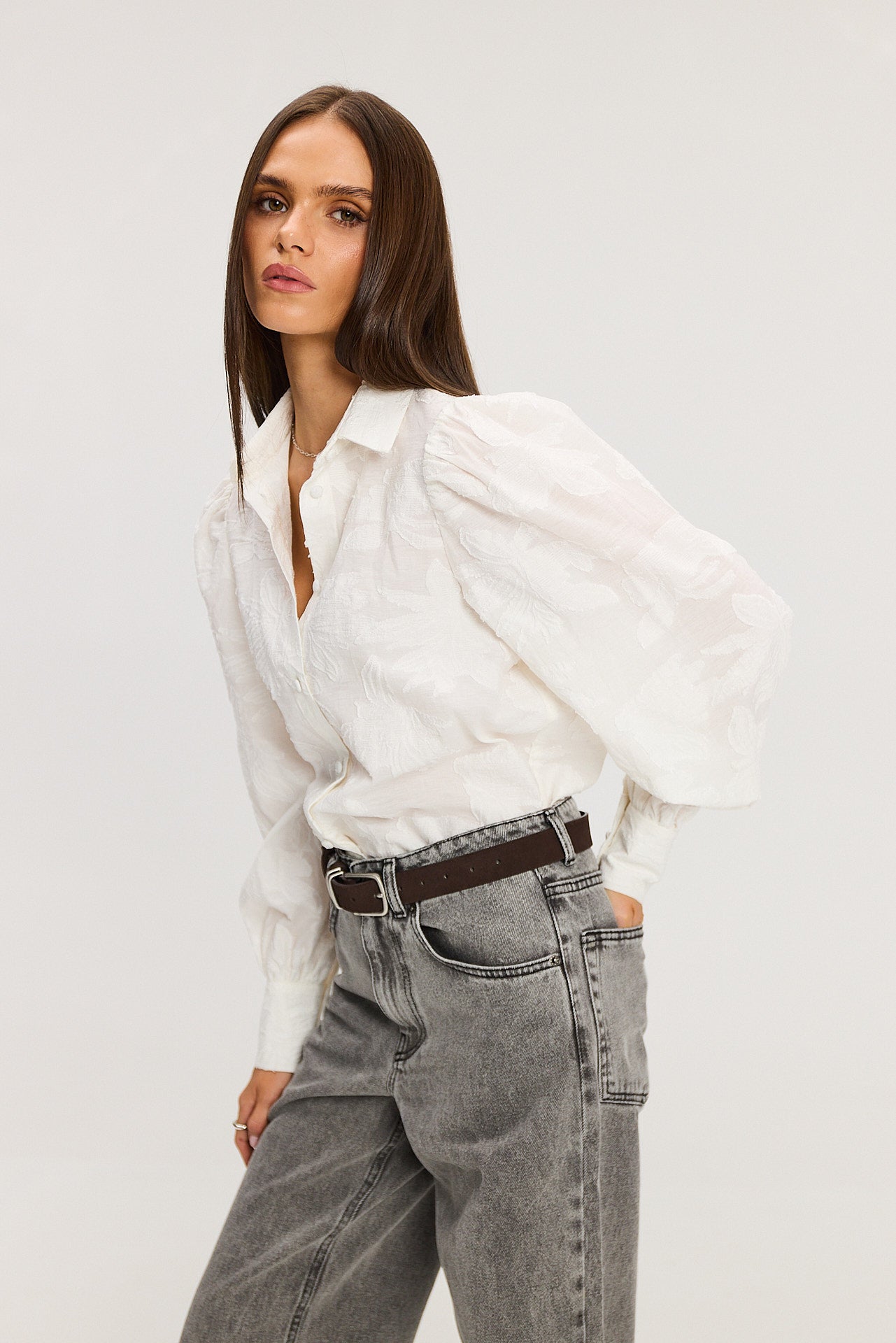 Koszula Gina jacquard white