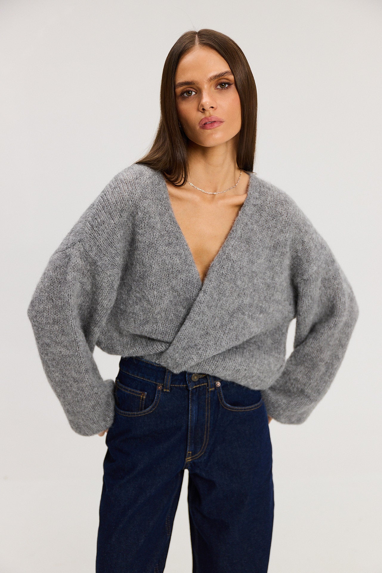Sweter kardigan Ingrid light grey