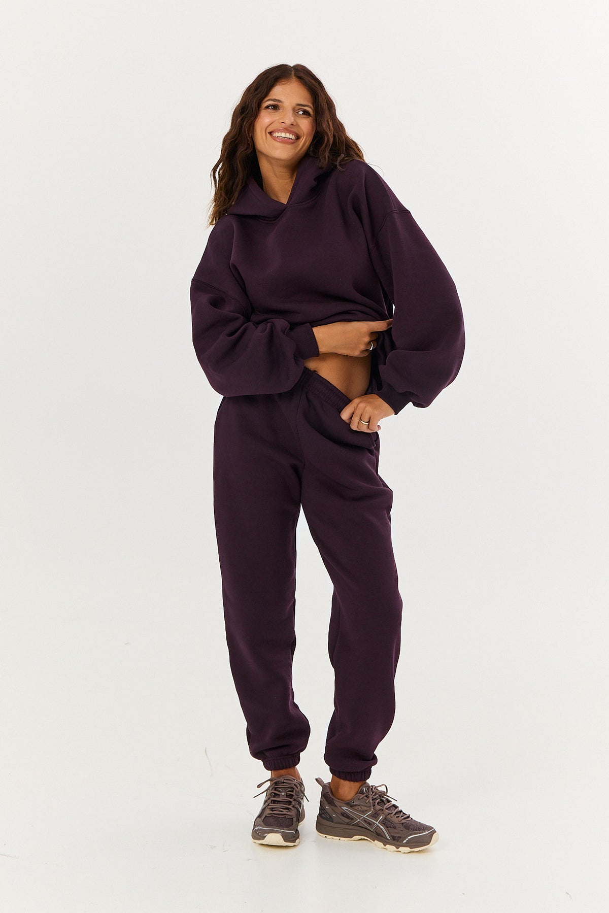 Bluza Boyfriend Hoodie plum noir