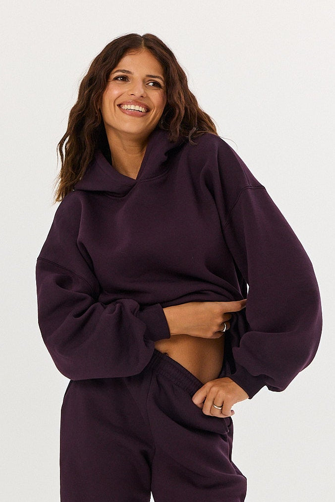 Bluza Boyfriend Hoodie plum noir