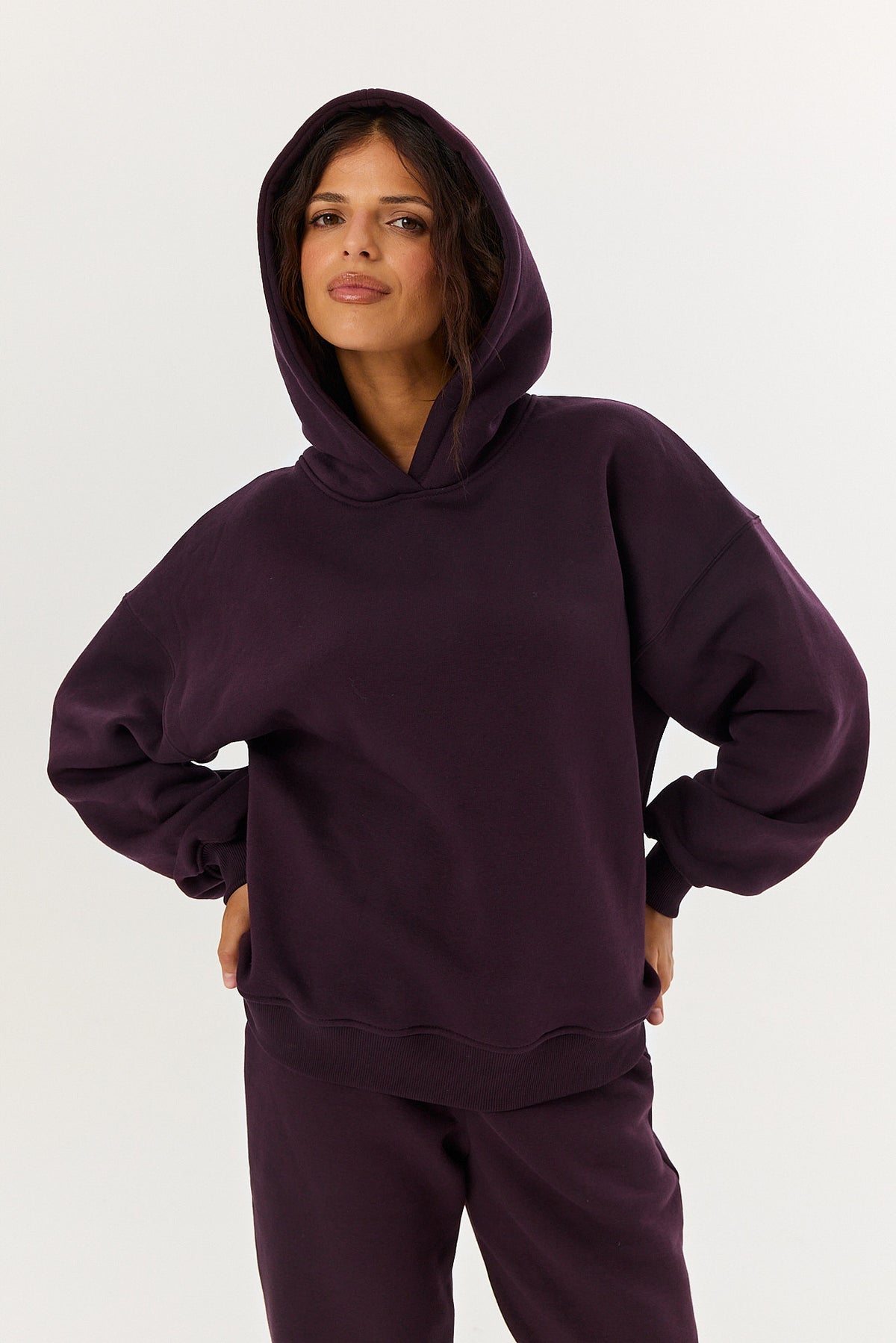 Bluza Boyfriend Hoodie plum noir