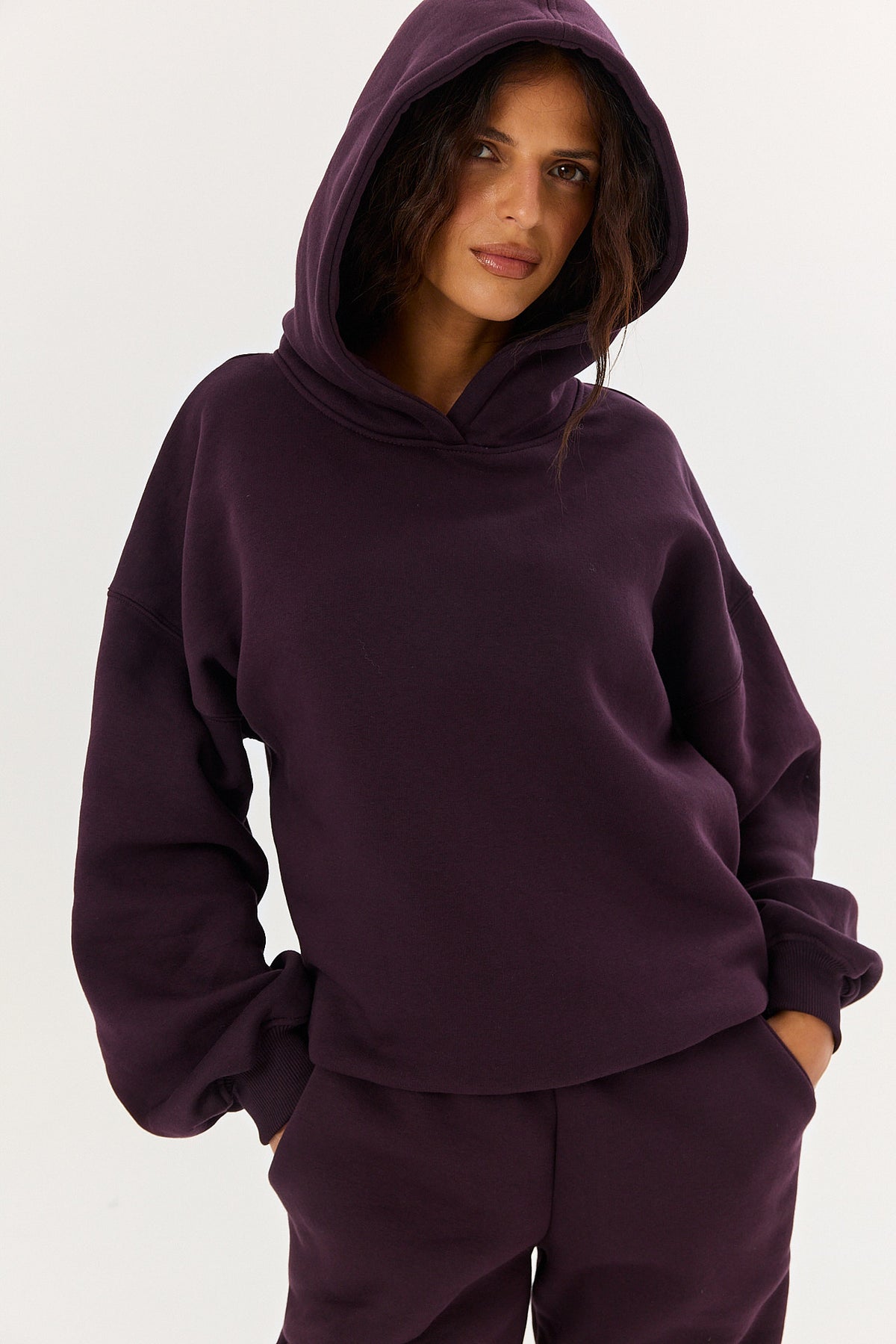Bluza Boyfriend Hoodie plum noir
