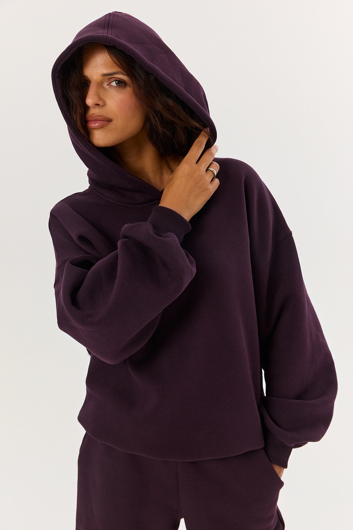 Bluza Boyfriend Hoodie plum noir