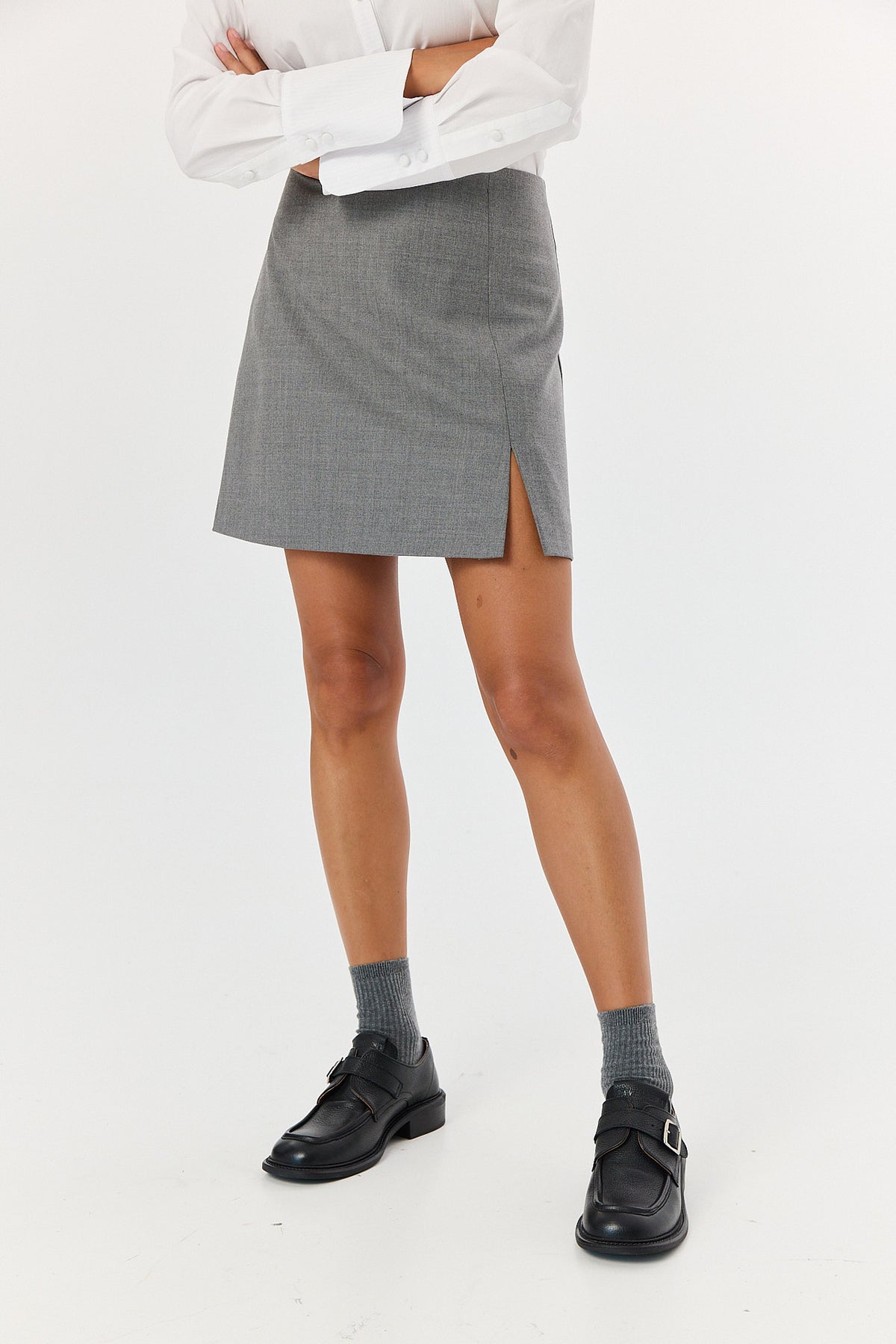 Spódnica Glen wool grey melange