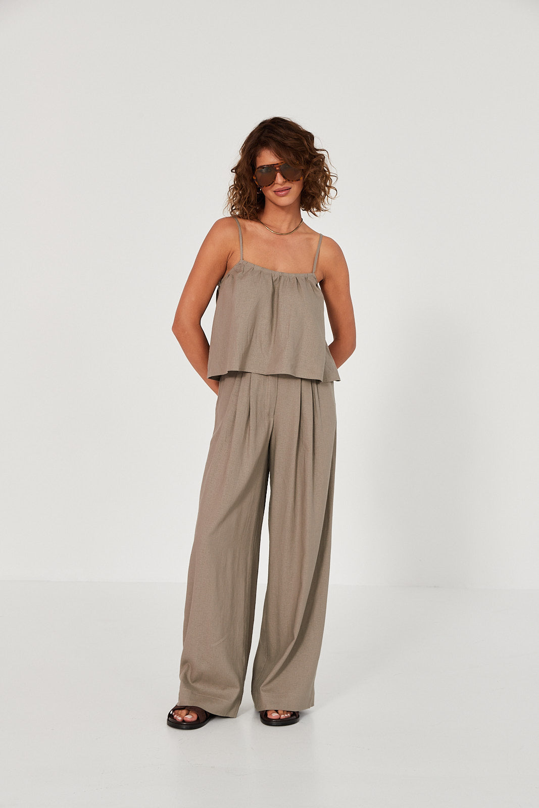 Spodnie Palazzo linen beige