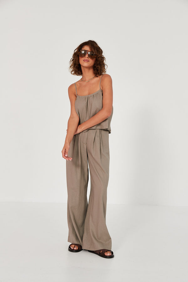 Spodnie Palazzo linen beige
