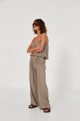 Spodnie Palazzo linen beige