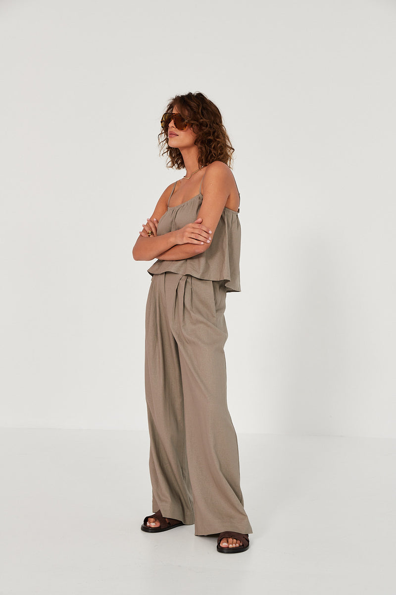 Spodnie Palazzo linen beige