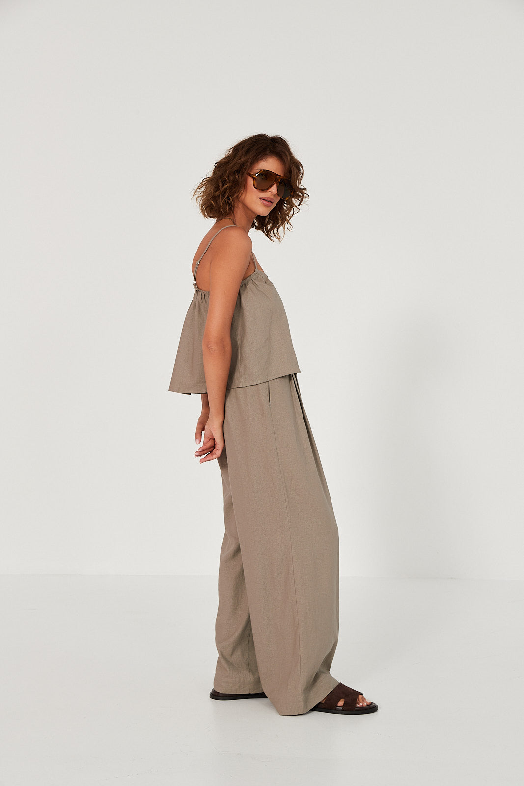 Spodnie Palazzo linen beige