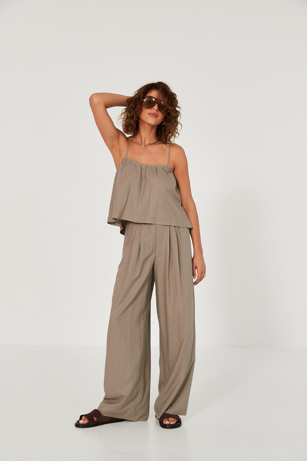 Spodnie Palazzo linen beige