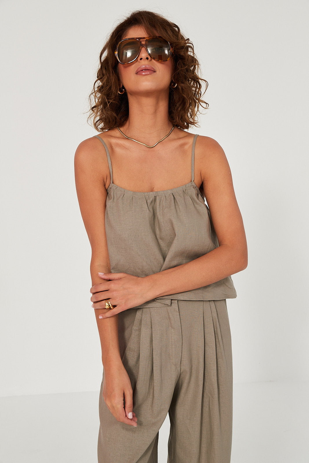 Spodnie Palazzo linen beige