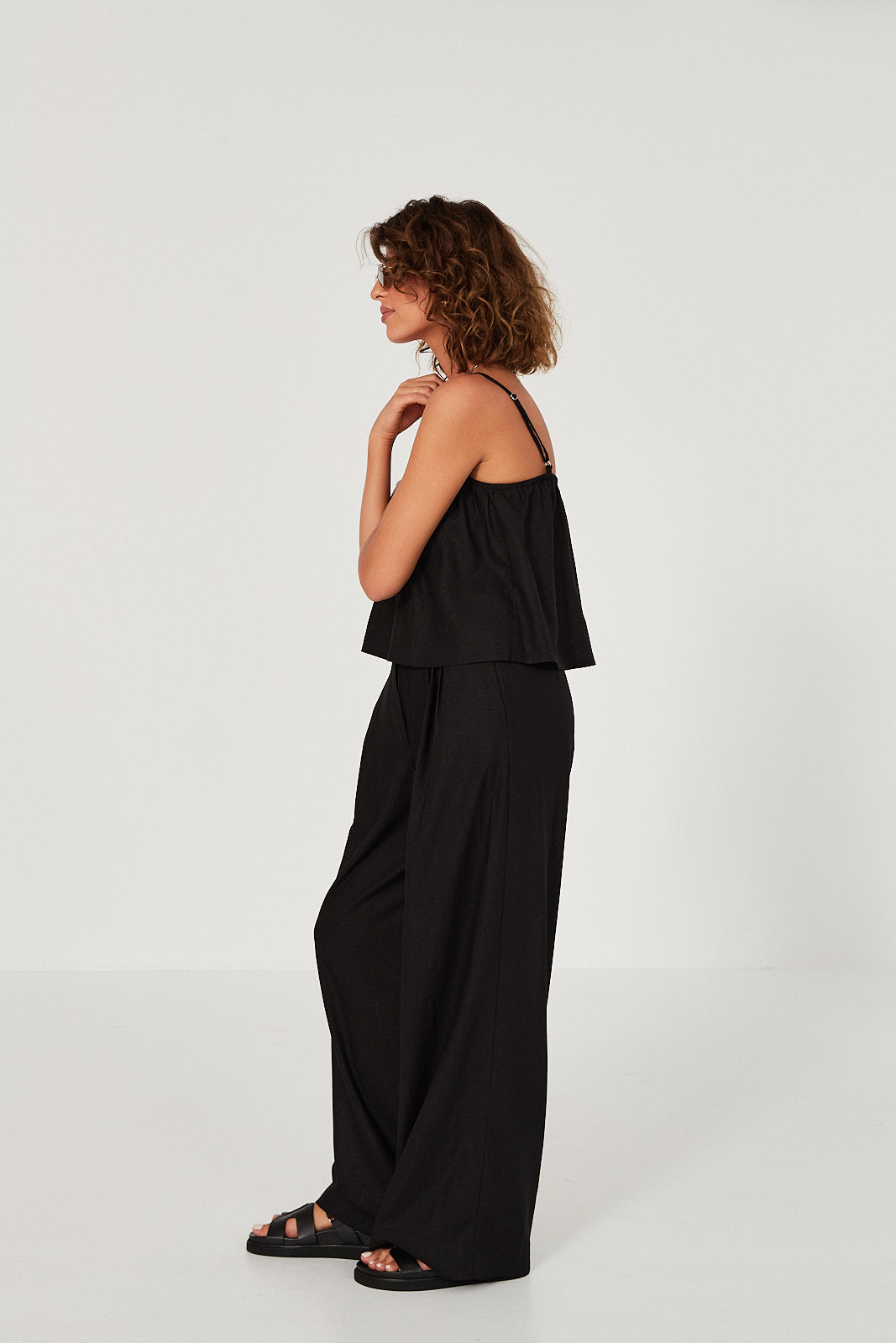 Spodnie Palazzo linen black