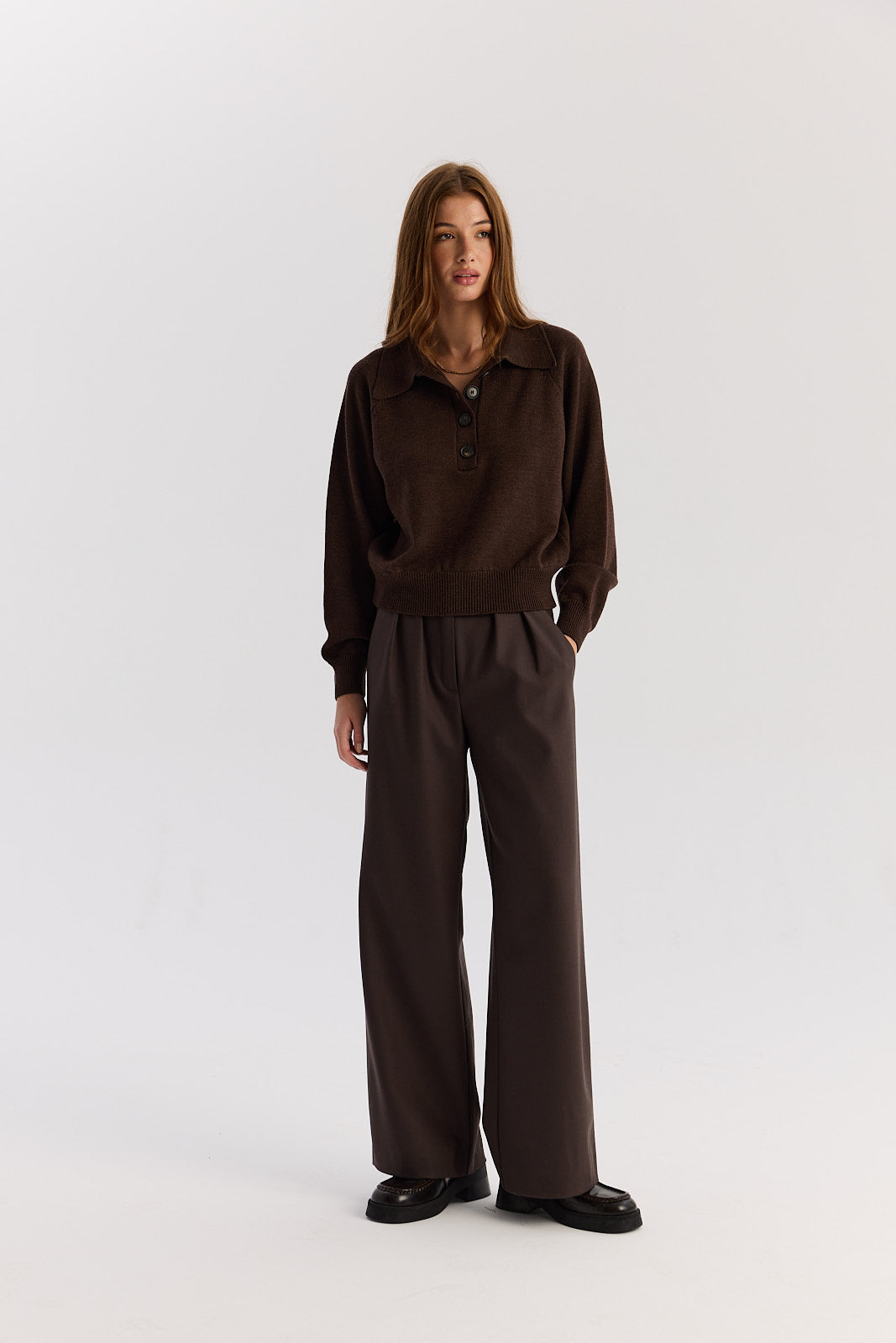 Sweter Polo Bobby dark chocolate