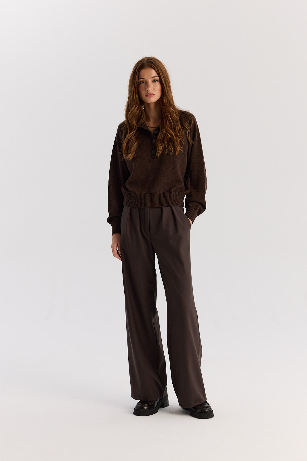 Sweter Polo Bobby dark chocolate