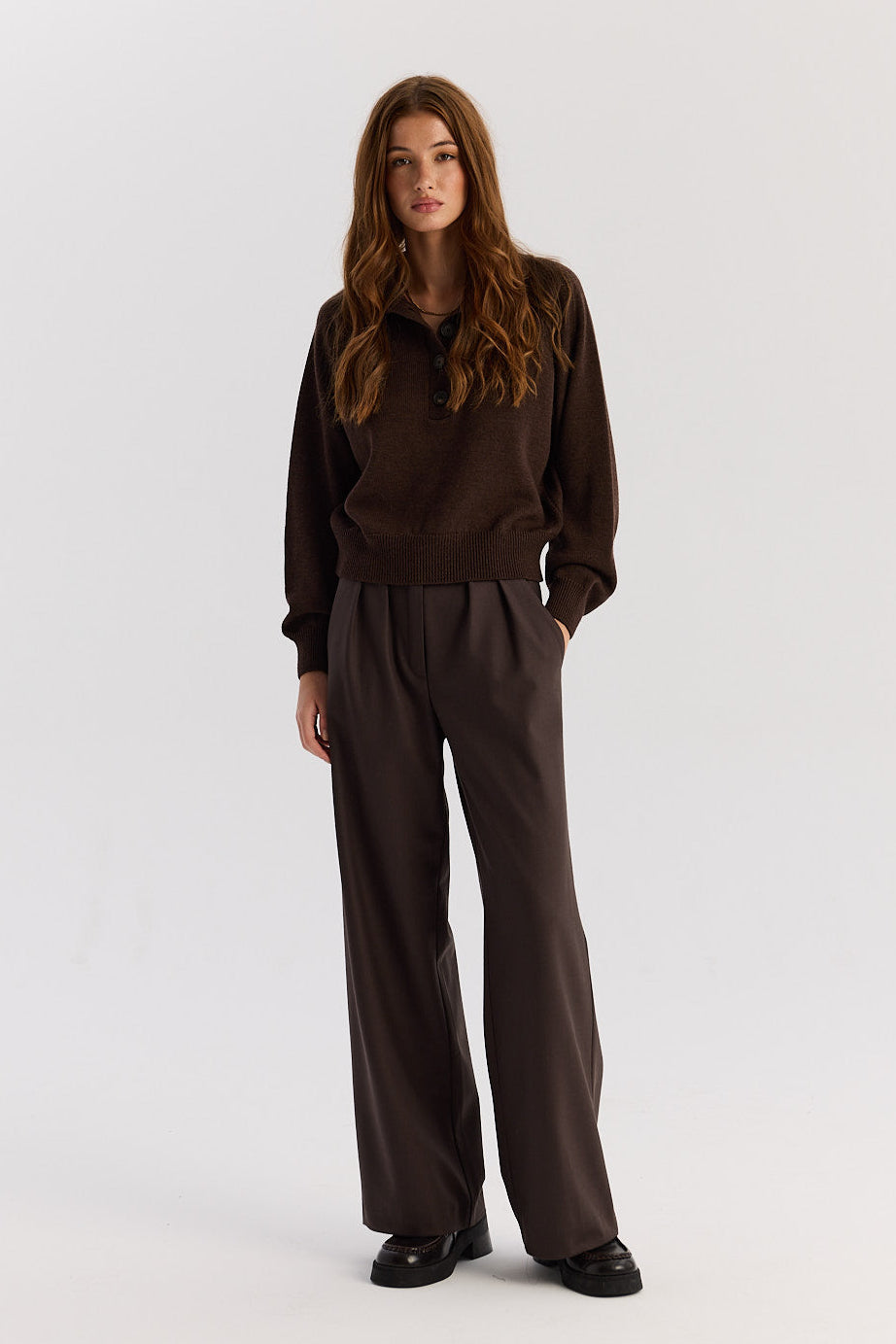 Sweter Polo Bobby dark chocolate