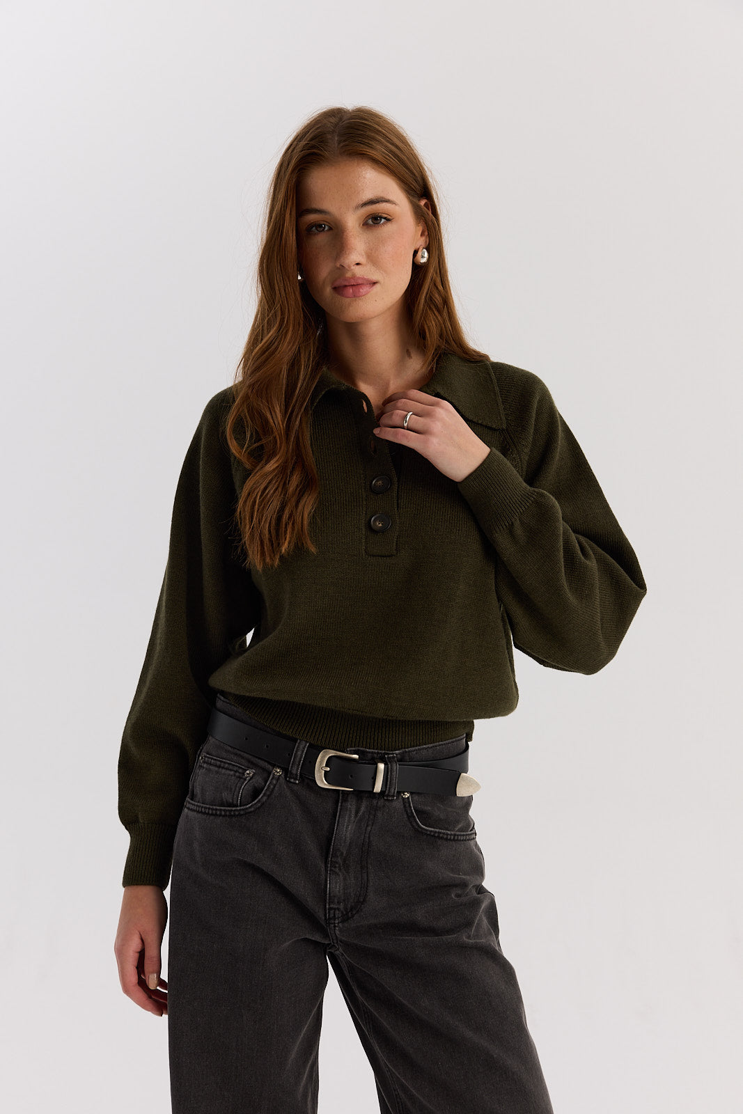 Sweter Polo Bobby khaki