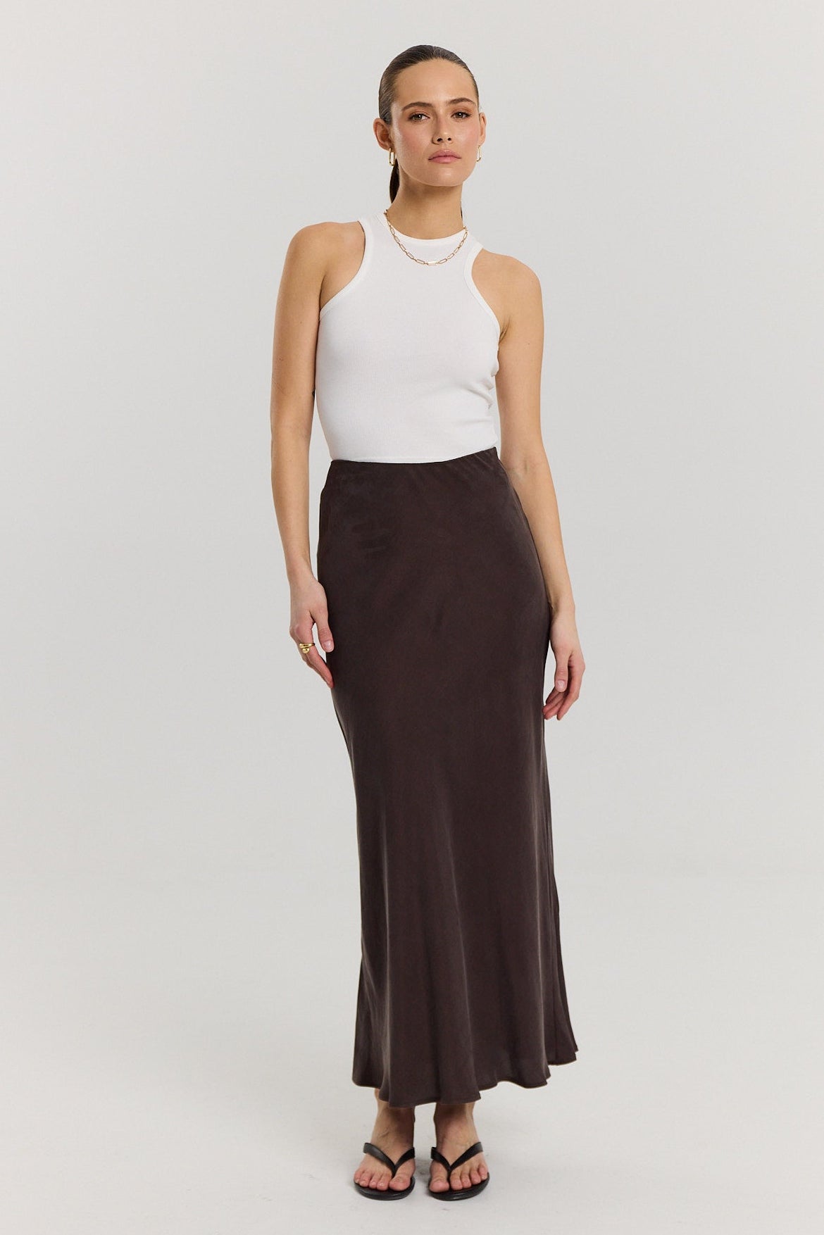 Spódnica Petra long dark chocolate