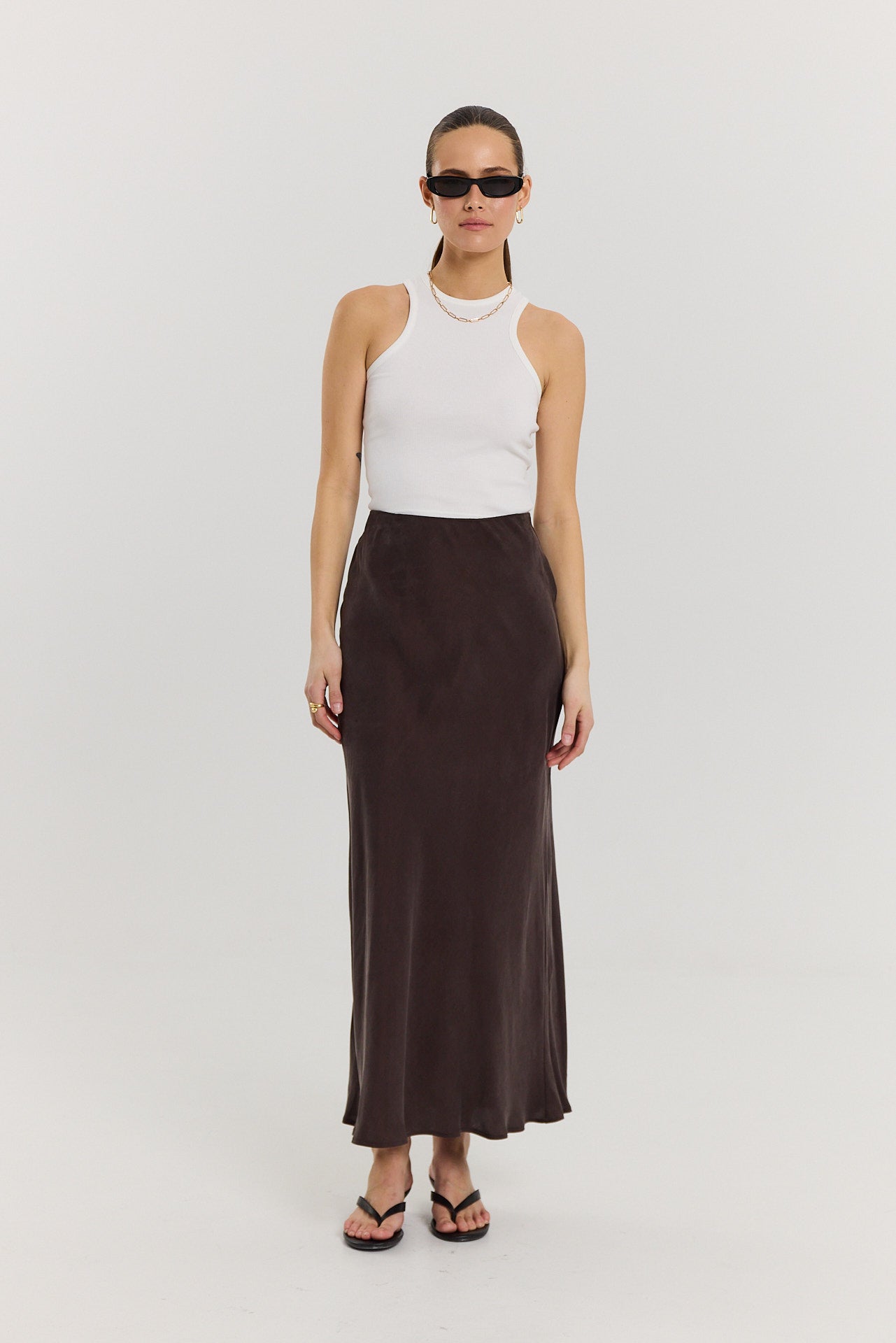 Spódnica Petra long dark chocolate