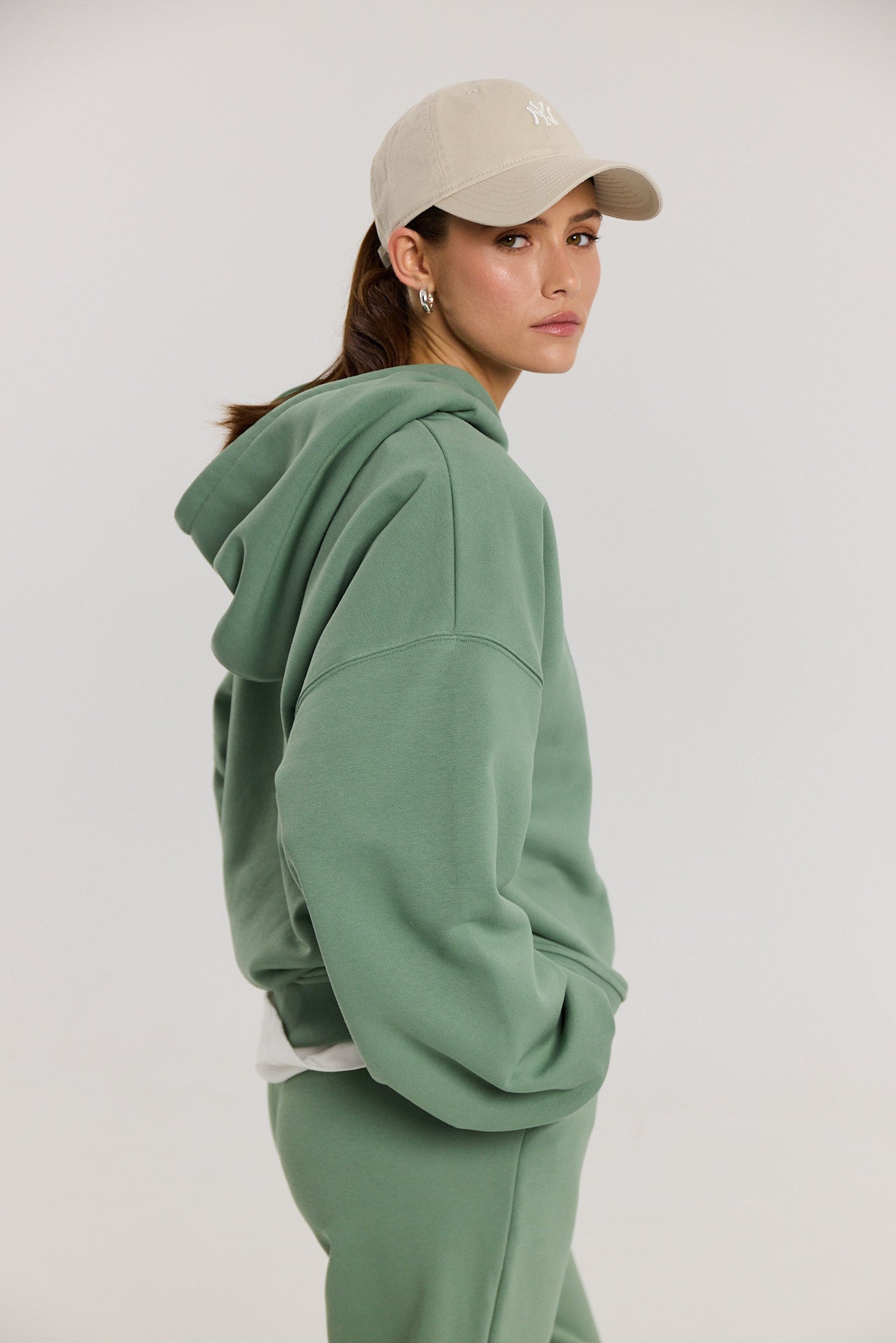 Bluza Boyfriend Hoodie dark matcha
