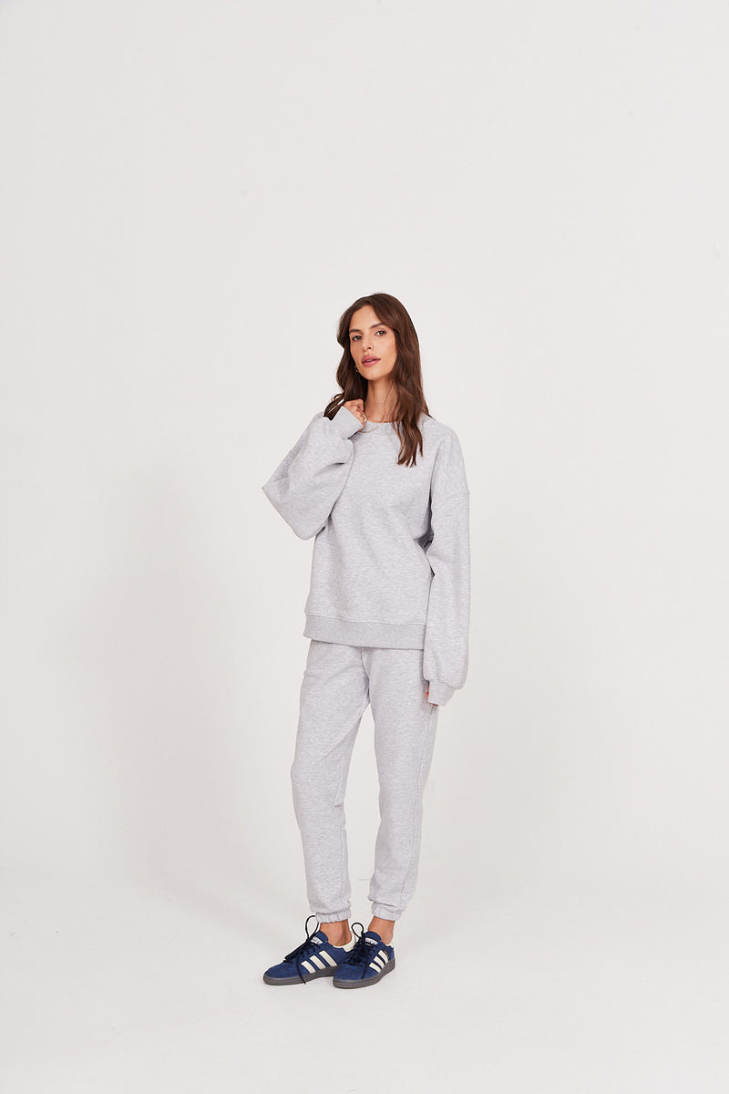 Bluza Boyfriend light grey melange